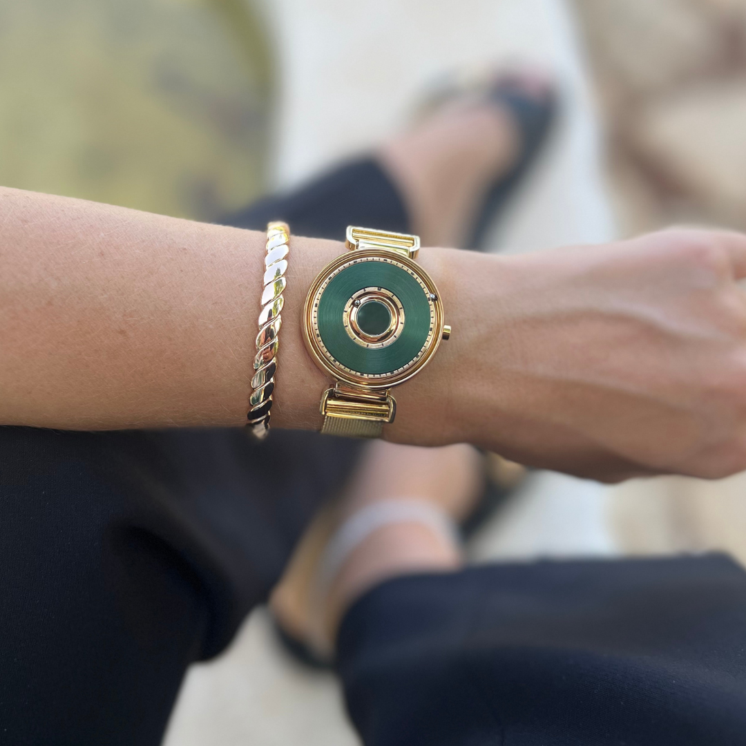 Bella Gold Green Bracelet en maille or