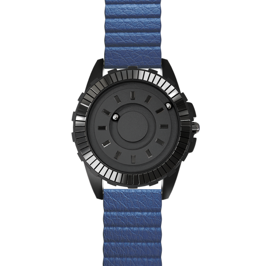 Crystal Black bracelet magnétique en cuir bleu