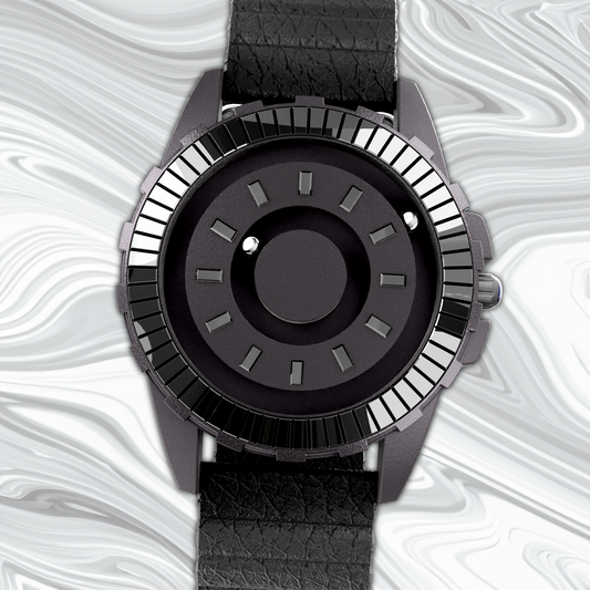 Crystal Black Black bracelet magnétique en cuir noir