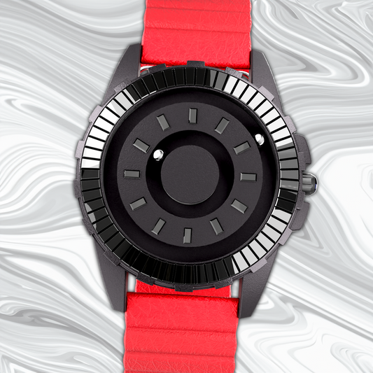 Crystal Black bracelet magnétique en cuir rouge