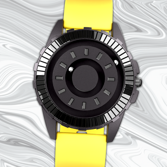 Crystal Black bracelet silicone jaune