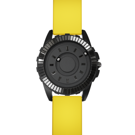 Crystal Black bracelet silicone jaune