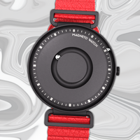 Fusion Black bracelet magnétique en cuir rouge