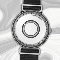 Fusion Silver bracelet magnétique en cuir noir