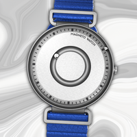 Fusion Silver bracelet magnétique en cuir bleu