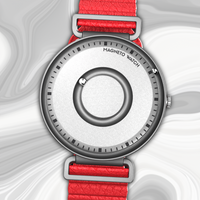 Fusion Silver bracelet magnétique en cuir rouge