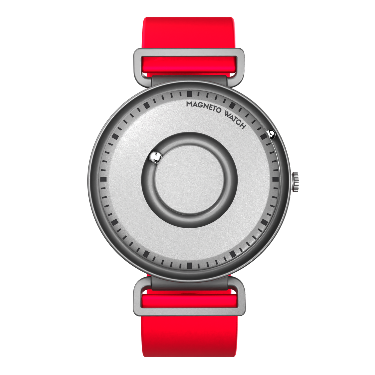 Fusion Silver bracelet silicone rouge