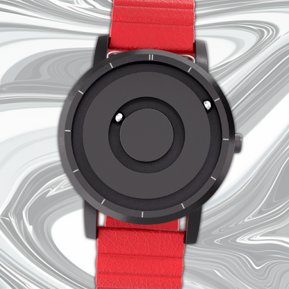 Jupiter Black synthetic leather magnetic red