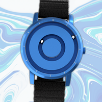 Jupiter Blue bracelet magnétique en cuir noir