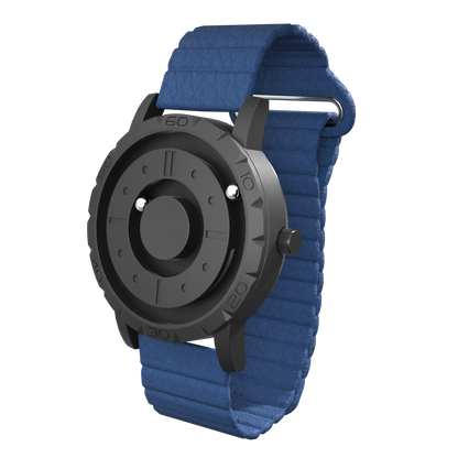 Komet Black synthetic leather magnetic blue