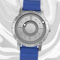Komet Silver bracelet magnétique en cuir bleu