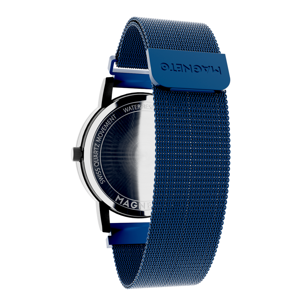 Magneto-Watch-Maschenarmband-Blau-Side