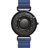 Primus Black bracelet magnétique en cuir bleu