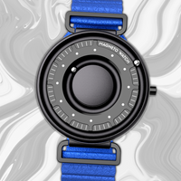 Primus Black bracelet magnétique en cuir bleu