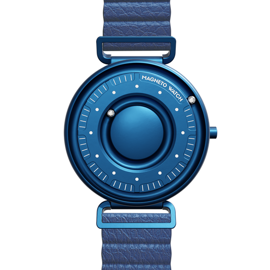 Primus Blue bracelet magnétique en cuir bleu