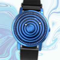 Wave Blue bracelet en maille noir (avec verre)