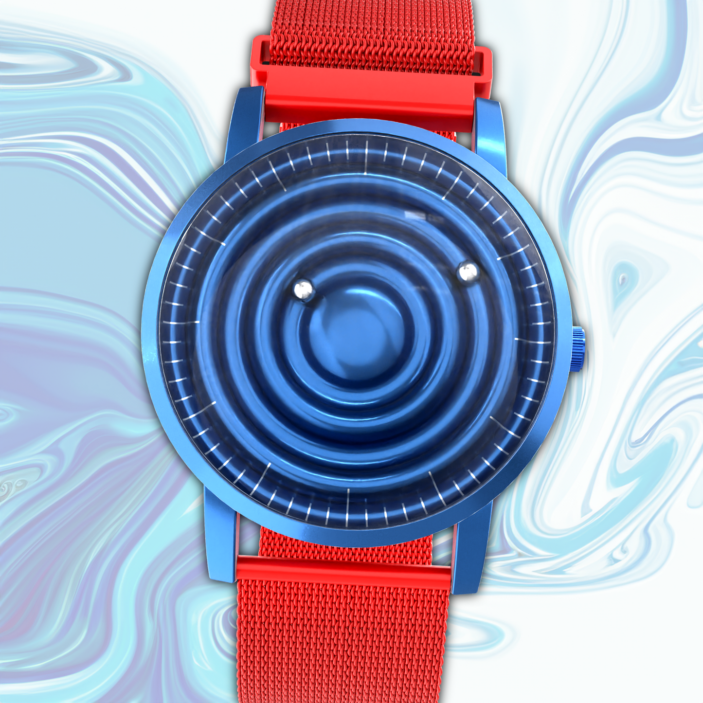 Wave Blue bracelet en maille rouge (avec verre)