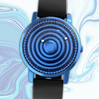 Wave Blue bracelet silicone noir (avec verre)