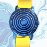 Wave Blue bracelet silicone jaune (avec verre)