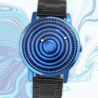 Wave Blue bracelet en acier inoxydable noir (avec verre)