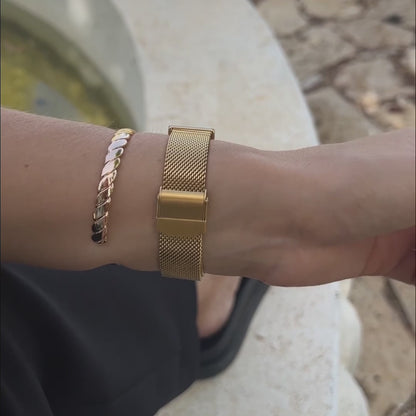 Bella Gold Green Bracelet en maille or