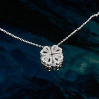 Collier avec pendentif trèfle & cœur argent-ice (Argent 925)