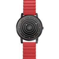 Wave Black bracelet magnétique en cuir rouge (avec verre)