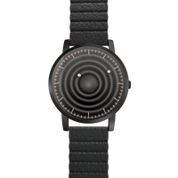 Wave Black bracelet magnétique en cuir noir (avec verre)