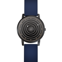 Wave Black bracelet silicone bleu (avec verre)