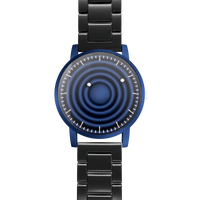 Wave Blue bracelet en acier inoxydable noir (avec verre)