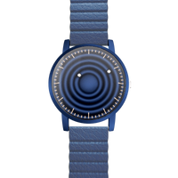 Wave Blue bracelet magnétique en cuir bleu (avec verre)